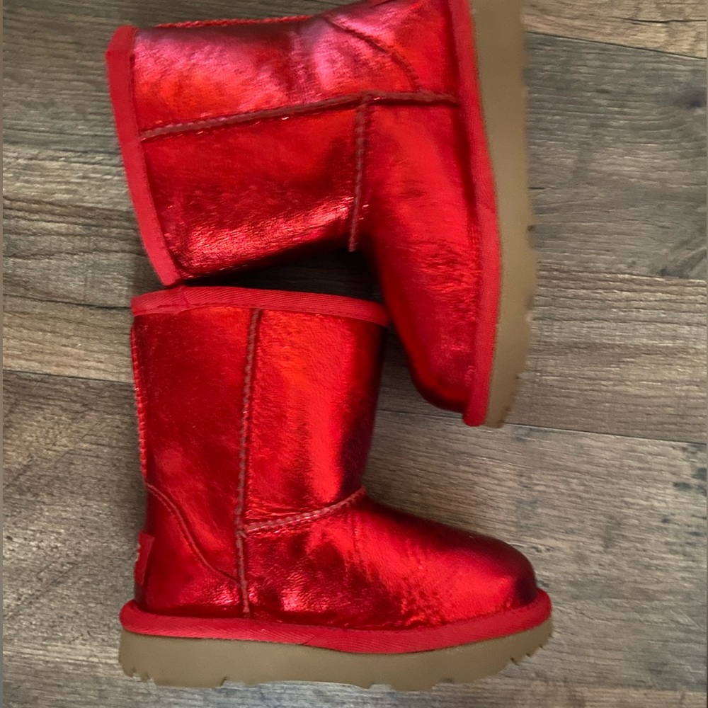 UGG red shiny boots